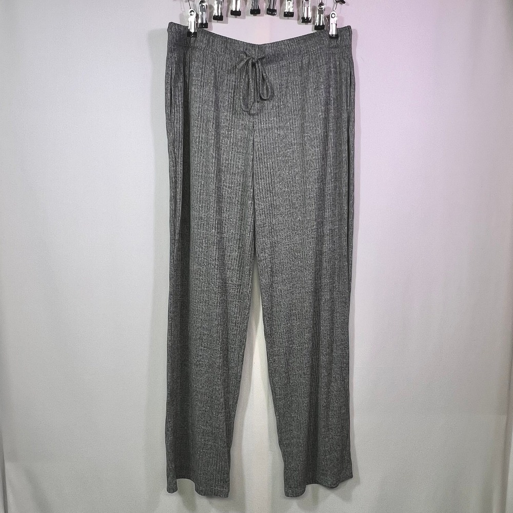 Cuddl Duds Womens 3 Piece Lounge Set Charcoal Gray Ribbed Cardigan Tank Pants L - Picture 7 of 11